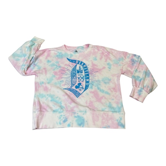Disney Disneyland Tie Dye Pastel Long Sleeve Pull Over Sweater Women’s size XL - Picture 1 of 12